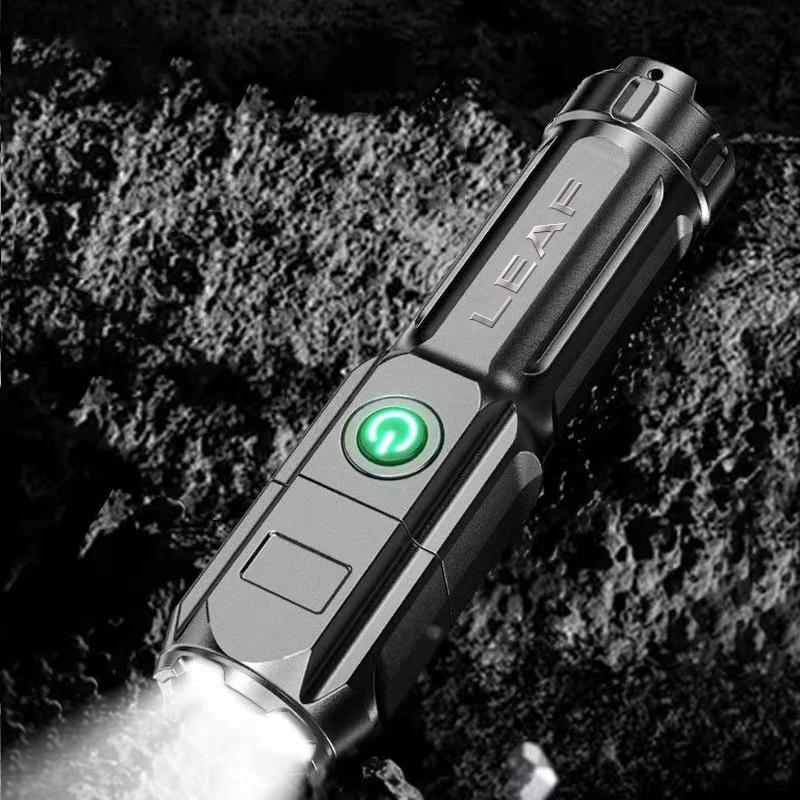 Portable Flashlight Strong Light High-power Rechargeable Zoom Outdoor LED Flashlight for Nissan Leaf Accessories Car